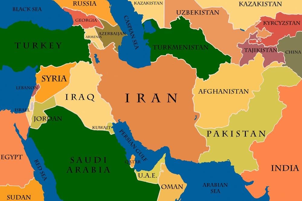 Harta qatar și orientul mijlociu