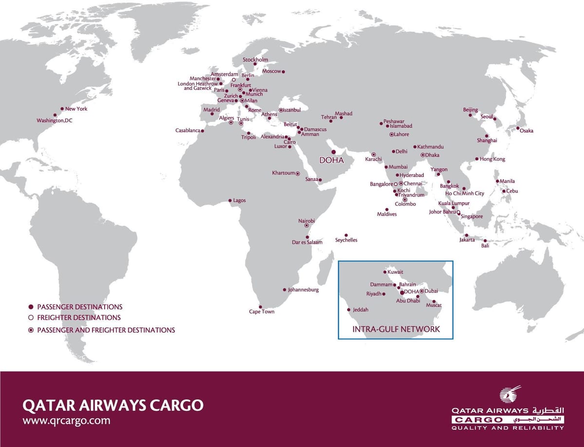 qatar airways harta de rețea