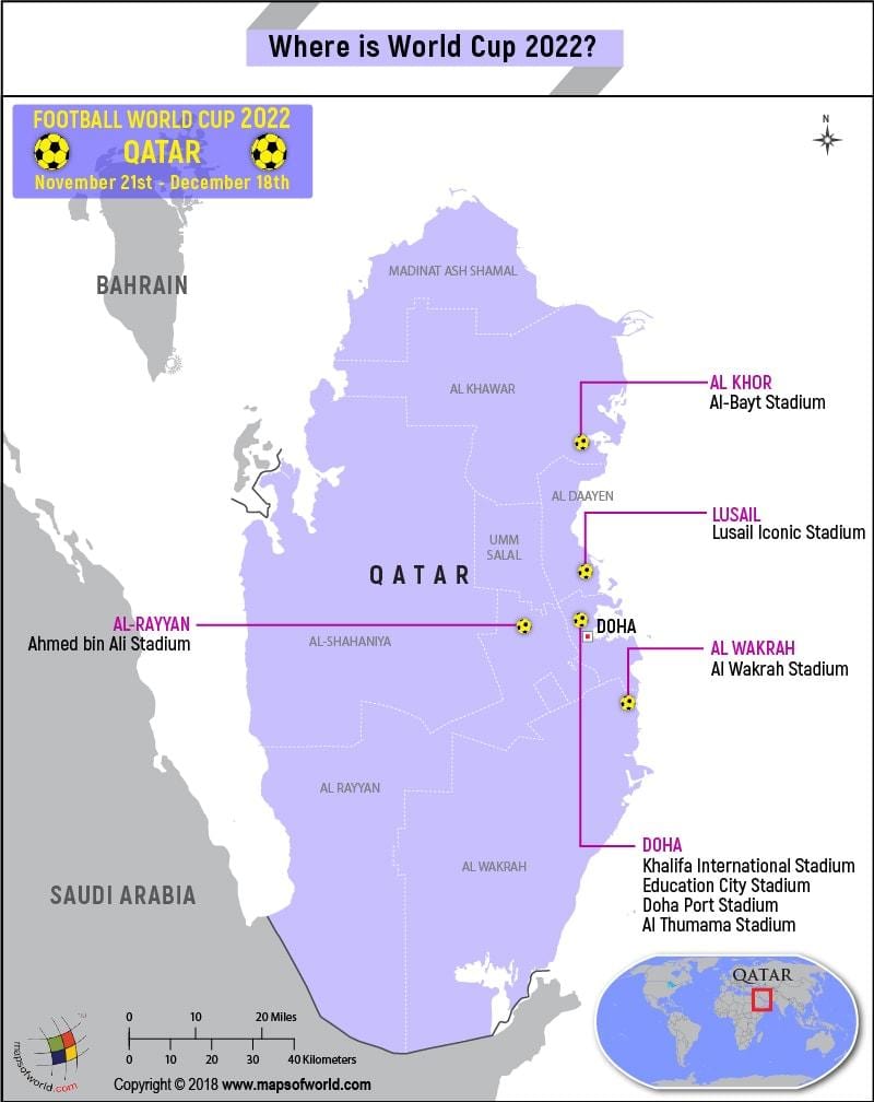 Harta qatar cupa mondială stadioane