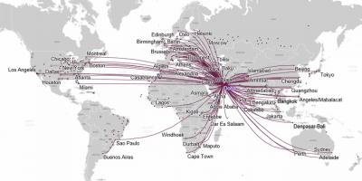 Harta traseu qatar airways